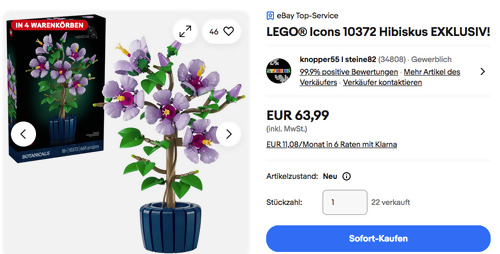 LEGO Icons 10372 Hibiskus Bauset, 36 cm hoch LEGO Icons 10372 Hibiskus Bauset, 36 cm hoch