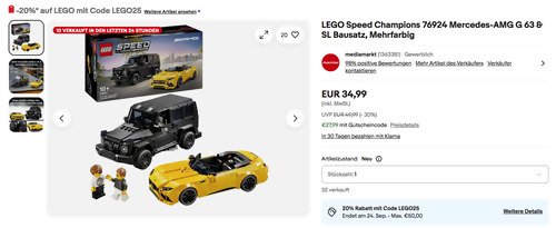 LEGO Speed Champions 76924 Mercedes-AMG G 63 & SL Bausatz LEGO Speed Champions 76924 Mercedes-AMG G 63 & SL Bausatz