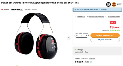 Peltor 3M Optime III H540A Kapselgehörschutz Peltor 3M Optime III H540A Kapselgehörschutz
