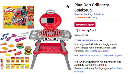 Play-Doh Sizzlin Grill Grillparty-Spielzeug mit 17 Play-Doh Accessoires Play-Doh Sizzlin Grill Grillparty-Spielzeug mit 17 Play-Doh Accessoires
