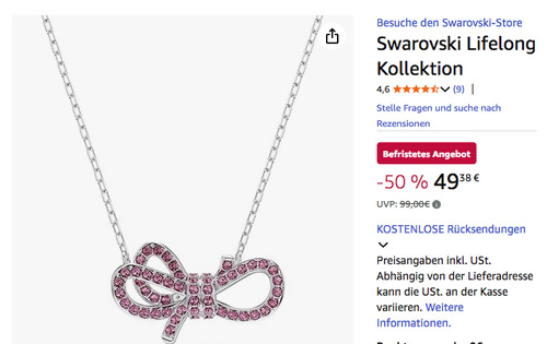 Swarovski 5723556 Lifelong Bow Anhänger Swarovski 5723556 Lifelong Bow Anhänger