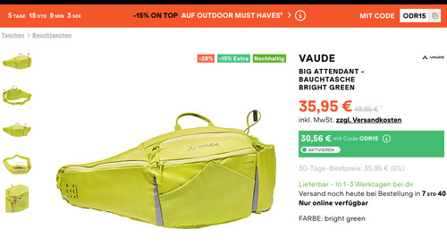 VAUDE Big Attendant - 4 Liter Bauchtasche in Bright Green VAUDE Big Attendant - 4 Liter Bauchtasche in Bright Green
