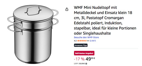WMF Mini 3 Liter Nudeltopf, 18 cm WMF Mini 3 Liter Nudeltopf, 18 cm