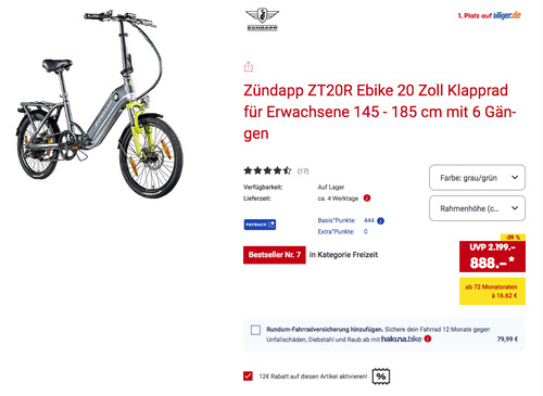 Zündapp ZT20R Ebike 20 Zoll Klapprad Zündapp ZT20R Ebike 20 Zoll Klapprad