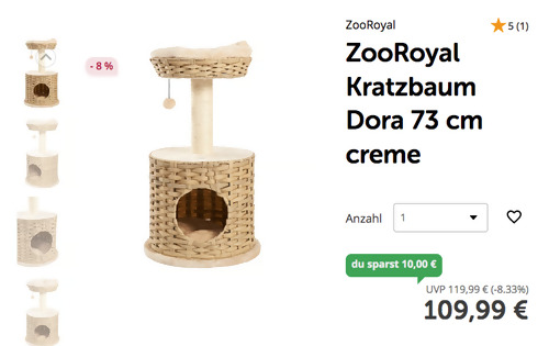 ZooRoyal Kratzbaum Dora 73 cm creme ZooRoyal Kratzbaum Dora 73 cm creme