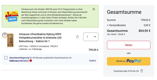 Artsauna Infrarotkabine Nyborg S90V + 30 Netto Marken-Discount Filialgutschein Artsauna Infrarotkabine Nyborg S90V + 30 Netto Marken-Discount Filialgutschein