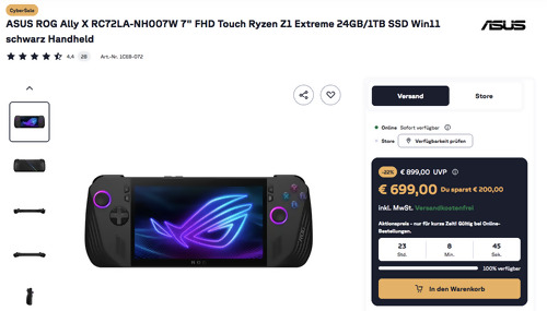 ASUS ROG Ally X RC72LA-NH007W Spielkonsole (7" FHD Touch Ryzen Z1 24GB/1TB SSD) ASUS ROG Ally X RC72LA-NH007W Spielkonsole (7" FHD Touch Ryzen Z1 24GB/1TB SSD)