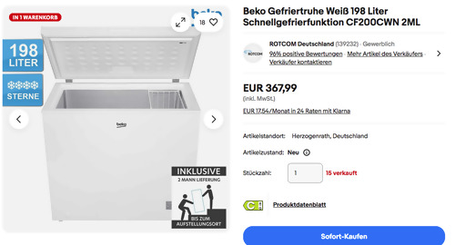 Beko CF200CWN 198 Liter Gefriertruhe Beko CF200CWN 198 Liter Gefriertruhe