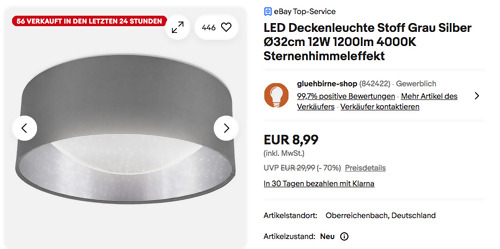 B.K.Licht BKL1308 LED Deckenleuchte mit Sternenhimmeleffekt, Ø32cm B.K.Licht BKL1308 LED Deckenleuchte mit Sternenhimmeleffekt, Ø32cm