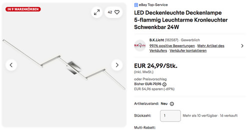 Briloner 3501018 STAFF LED-Deckenleuchte, 227,2 x 12 x 5 cm Briloner 3501018 STAFF LED-Deckenleuchte, 227,2 x 12 x 5 cm