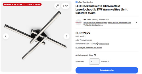 Briloner 3519-045 21W 60cm LED Deckenleuchte in Schwarz Briloner 3519-045 21W 60cm LED Deckenleuchte in Schwarz