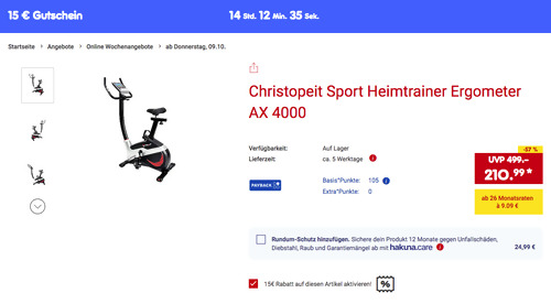 Christopeit Sport Heimtrainer Ergometer AX 4000, 22 Programme Christopeit Sport Heimtrainer Ergometer AX 4000, 22 Programme