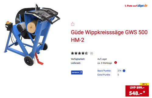 Güde Wippkreisssäge GWS 500 HM-2, max.180mm Schnittleistung: Güde Wippkreisssäge GWS 500 HM-2, max.180mm Schnittleistung: