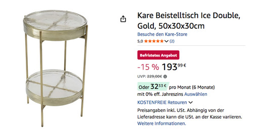 Kare 81154 Beistelltisch Ice Double, 50x30x30cm Kare 81154 Beistelltisch Ice Double, 50x30x30cm