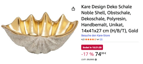 Kare Design 41x27cm Deko Schale Noble Shell, Polyresin Kare Design 41x27cm Deko Schale Noble Shell, Polyresin