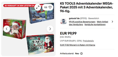 KS TOOLS Adventskalender MEGA-Paket 2025 mit 3 Adventskalender KS TOOLS Adventskalender MEGA-Paket 2025 mit 3 Adventskalender