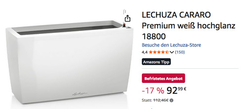 LECHUZA CARARO 18800 Premium weiß hochglanz Pflanzgefäß, 75 x 30 x 42,5 cm LECHUZA CARARO 18800 Premium weiß hochglanz Pflanzgefäß, 75 x 30 x 42,5 cm