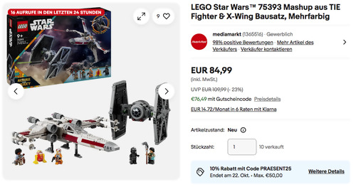 LEGO Star Wars 75393 Mashup aus TIE Fighter & X-Wing Bausatz LEGO Star Wars 75393 Mashup aus TIE Fighter & X-Wing Bausatz