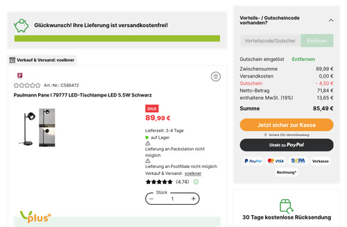 Paulmann Pane I 79777 LED-Tischlampe in Schwarz Paulmann Pane I 79777 LED-Tischlampe in Schwarz
