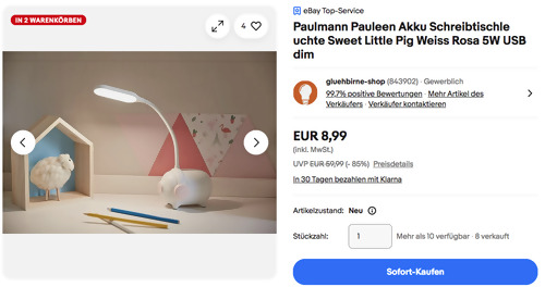 Paulmann Pauleen Akku-Schreibtischleuchte Sweet Little Pig Paulmann Pauleen Akku-Schreibtischleuchte Sweet Little Pig