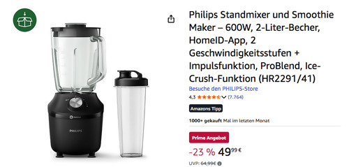 Philips HR2291/41 Standmixer und Smoothie Maker (600W, 2-Liter-Becher) Philips HR2291/41 Standmixer und Smoothie Maker (600W, 2-Liter-Becher)