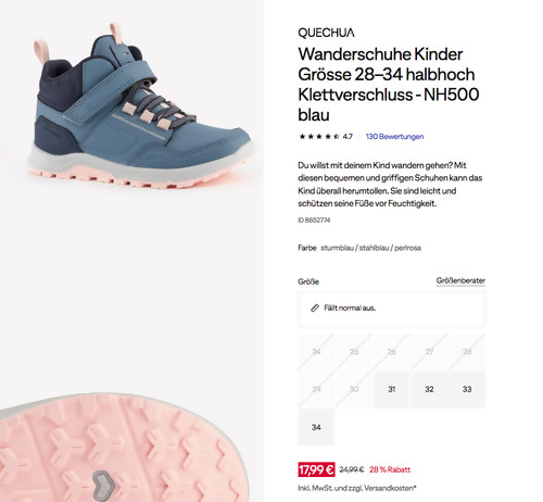 QUECHUA Kinder Wanderschuhe NH500 blau QUECHUA Kinder Wanderschuhe NH500 blau