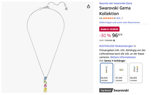 Swarovski 5692421 Gema Y-Anhänger Swarovski 5692421 Gema Y-Anhänger