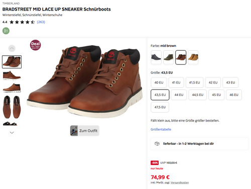 TIMBERLAND BRADSTREET MID LACE UP SNEAKER Schnürboots in Mid Brown TIMBERLAND BRADSTREET MID LACE UP SNEAKER Schnürboots in Mid Brown