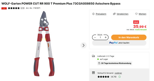 WOLF-Garten POWER CUT RR 900 T Premium Plus Bypass-Astschere WOLF-Garten POWER CUT RR 900 T Premium Plus Bypass-Astschere