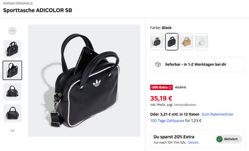 ADIDAS ORIGINALS Schultertasche ADICOLOR XS TASCHE in Black
