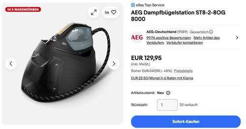 AEG Dampfbügelstation ST8-2-8OG 8000, 7,5 bar