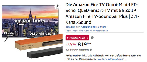Amazon Fire TV Omni-Mini-LED-Serie 55 Zoll QLED-Smart-TV inkl. Amazon Fire TV-Soundbar Plus Amazon Fire TV Omni-Mini-LED-Serie 55 Zoll QLED-Smart-TV inkl. Amazon Fire TV-Soundbar Plus