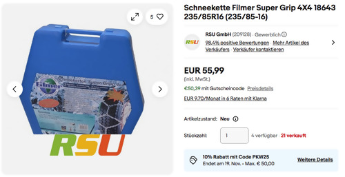 Filmer Super Grip 4X4 18643 235/85R16 2x Schneeketten