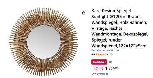 Kare Design Ø120cm Spiegel Sunlight