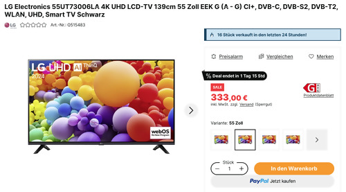 LG Electronics 55UT73006LA 139cm/55 Zoll 4K UHD LCD-TV