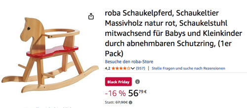 roba Schaukelpferd in Natur/Rot, bis 25 kg roba Schaukelpferd in Natur/Rot, bis 25 kg