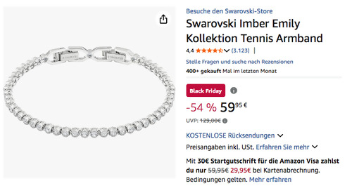 Swarowski 1808960 Imber Emily Tennis Armband in Rhodiniert Weiß