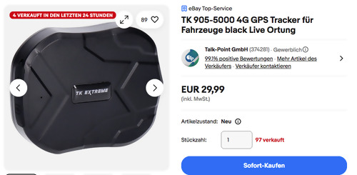 TK 905-5000 4G GPS Tracker für Fahrzeuge, bis zu 60 Tage Standby