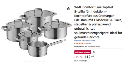 WMF 5-tlg. Comfort Line Topfset, Cromargan Edelstahl 18/10 WMF 5-tlg. Comfort Line Topfset, Cromargan Edelstahl 18/10