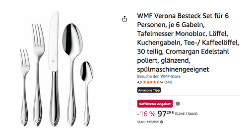 WMF Verona 30-tlg. Besteck Set für 6 Personen