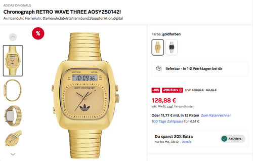 ADIDAS Chronograph RETRO WAVE THREE AOSY250142I in Goldfarben