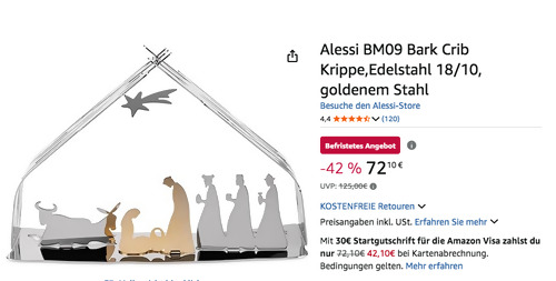 Alessi BM09 Bark Crib Krippe Weihnachtsdekoration Alessi BM09 Bark Crib Krippe Weihnachtsdekoration