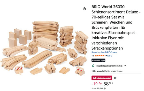BRIO World 36030 70-tlg. Deluxe Schienensortiment Set BRIO World 36030 70-tlg. Deluxe Schienensortiment Set
