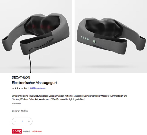 DECATHLON Elektronischer Massagegurt (8 Rotationsköpfe, Heizmodus)