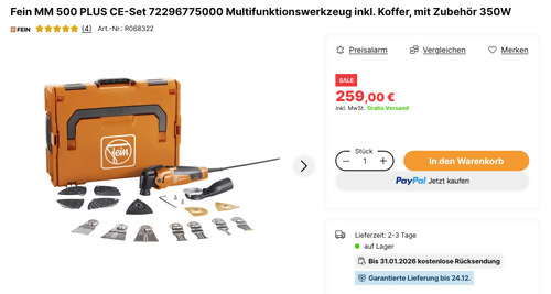 Fein Multifunktionswerkzeug MM 500 PLUS CE-Set Fein Multifunktionswerkzeug MM 500 PLUS CE-Set