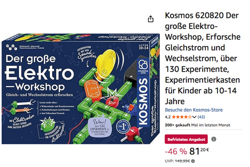 Kosmos 620820 Der große Elektro-Workshop Experimentierkasten, über 130 Experimente Kosmos 620820 Der große Elektro-Workshop Experimentierkasten, über 130 Experimente