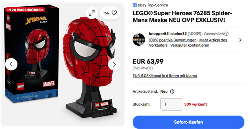 LEGO Super Heroes 76285 Spider-Mans Maske