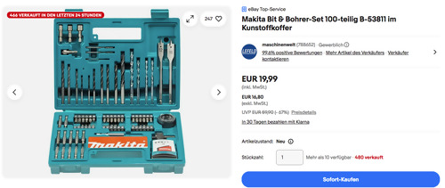 Makita B-53811 100-tilg. Bit & Bohrer-Set Makita B-53811 100-tilg. Bit & Bohrer-Set