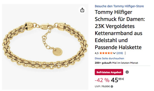 Tommy Hilfiger 2780842 Vergoldetes Damen Kettenarmband Tommy Hilfiger 2780842 Vergoldetes Damen Kettenarmband