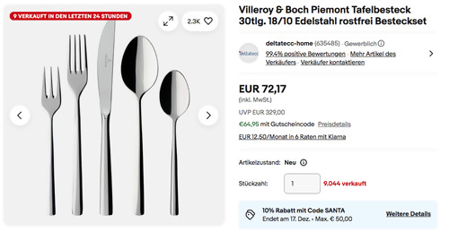 Villeroy & Boch 30tlg. Piemont Tafelbesteck Villeroy & Boch 30tlg. Piemont Tafelbesteck